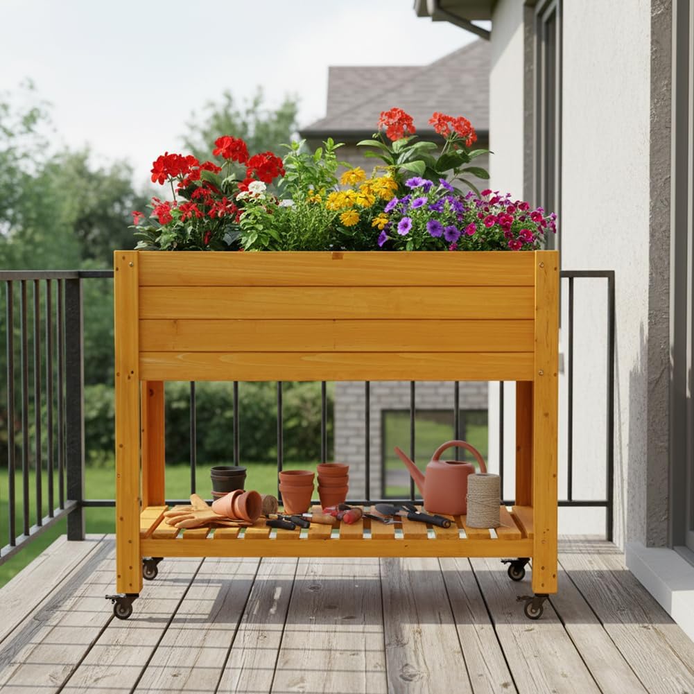 Mobile Wooden Elevated Raised  - Raised Garden Bed ulasan dan harga