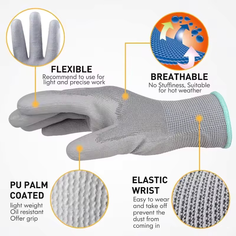 20PCS Safety Work Gloves PU Pa - Garden Gloves ulasan dan harga